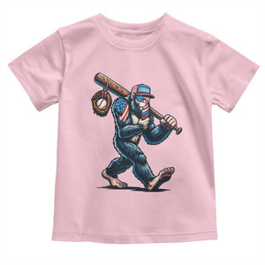 Funny Bigfoot Baseball Toddler T Shirt Sasquatch American Flag Ice Cream TS14 Light Pink Print Your Wear