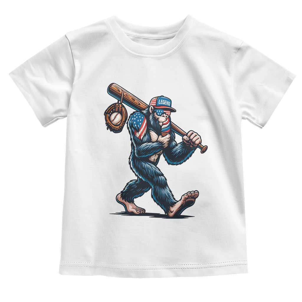 Funny Bigfoot Baseball Toddler T Shirt Sasquatch American Flag Ice Cream TS14 White Print Your Wear