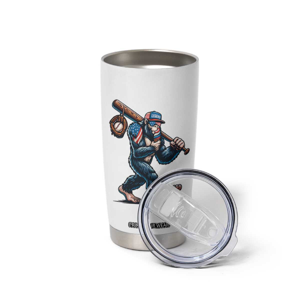 Funny Bigfoot Baseball Tumbler Cup Sasquatch American Flag Ice Cream TS14 Print Your Wear