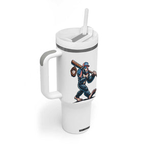 Funny Bigfoot Baseball Tumbler With Handle Sasquatch American Flag Ice Cream TS14 Print Your Wear