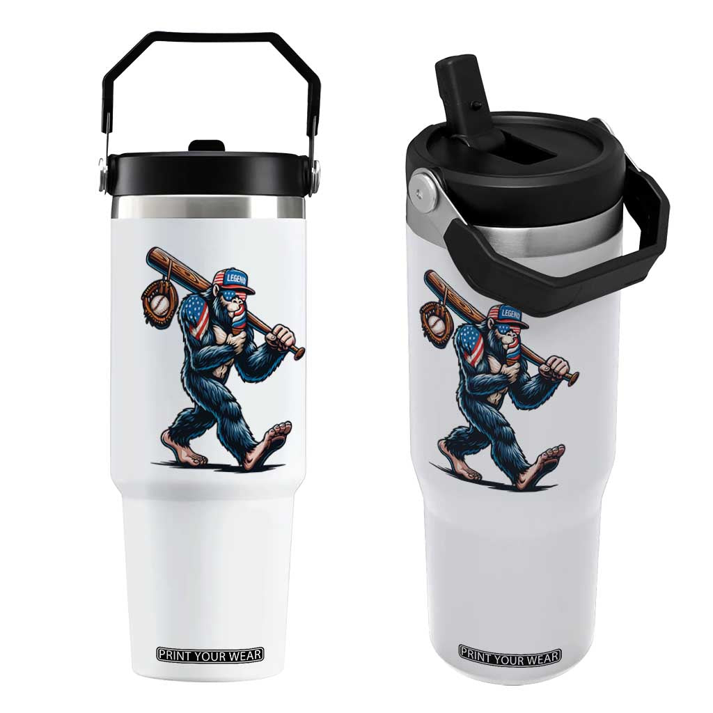 Funny Bigfoot Baseball Flip Straw Tumbler Sasquatch American Flag Ice Cream TS14 One Size: 30 oz White Print Your Wear