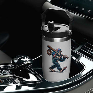Funny Bigfoot Baseball Flip Straw Tumbler Sasquatch American Flag Ice Cream TS14 Print Your Wear