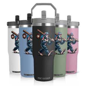 Funny Bigfoot Baseball Flip Straw Tumbler Sasquatch American Flag Ice Cream TS14 Print Your Wear