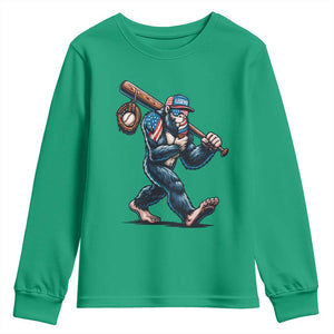Funny Bigfoot Baseball Youth Sweatshirt Sasquatch American Flag Ice Cream TS14 Irish Green Print Your Wear