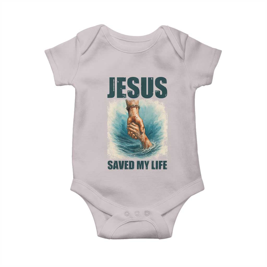 Jesus Saved My Life Baby Onesie Christian Bible Verse TS14 Ice Gray Print Your Wear