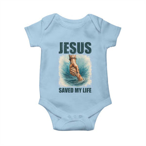 Jesus Saved My Life Baby Onesie Christian Bible Verse TS14 Light Blue Print Your Wear