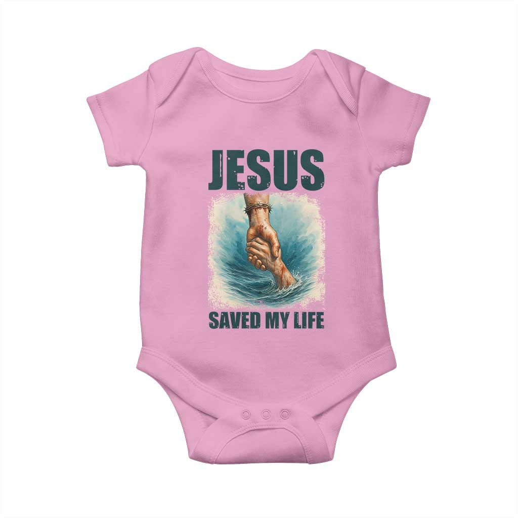 Jesus Saved My Life Baby Onesie Christian Bible Verse TS14 Light Pink Print Your Wear