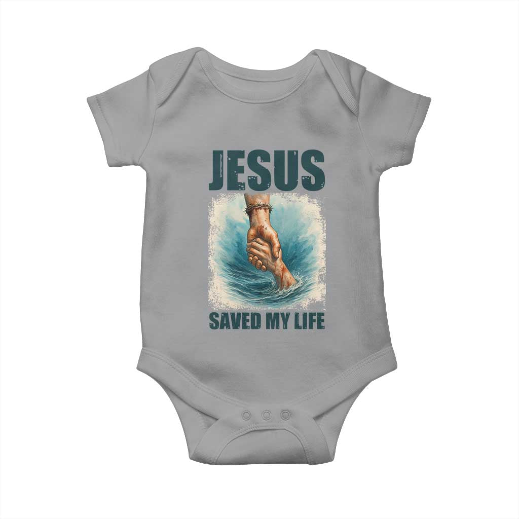 Jesus Saved My Life Baby Onesie Christian Bible Verse TS14 Sport Gray Print Your Wear