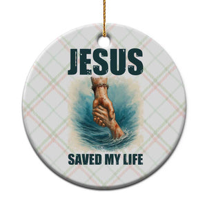 Jesus Saved My Life Ceramic Ornament Christian Bible Verse TS14 1pc Christmas Plaid Print Your Wear