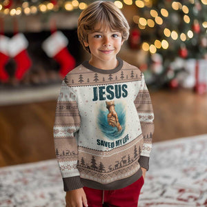 Jesus Saved My Life Ugly Christmas Sweater Christian Bible Verse TS14 Mocha Mousse Print Your Wear