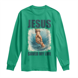 Jesus Saved My Life Long Sleeve Shirt Christian Bible Verse TS14 Irish Green Print Your Wear