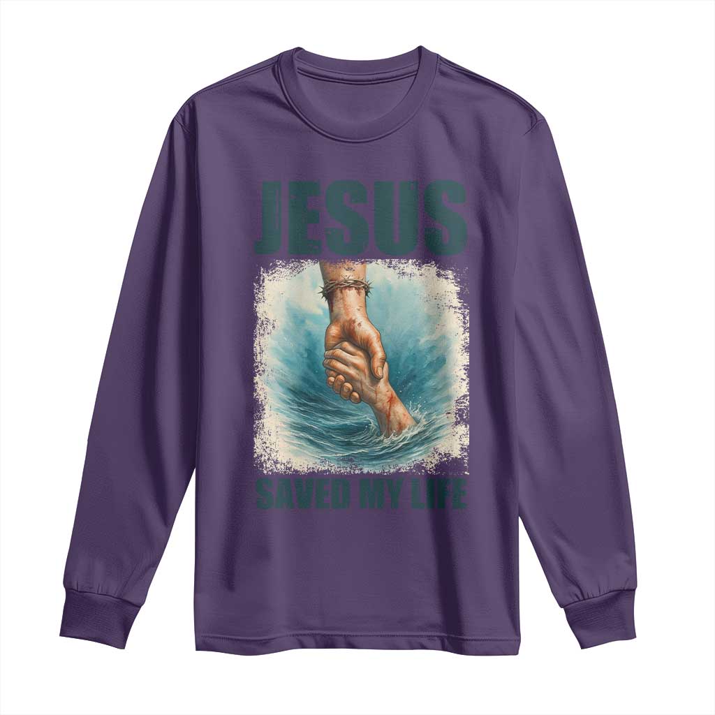 Jesus Saved My Life Long Sleeve Shirt Christian Bible Verse TS14 Purple Print Your Wear