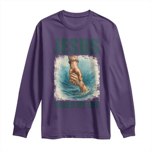 Jesus Saved My Life Long Sleeve Shirt Christian Bible Verse TS14 Purple Print Your Wear