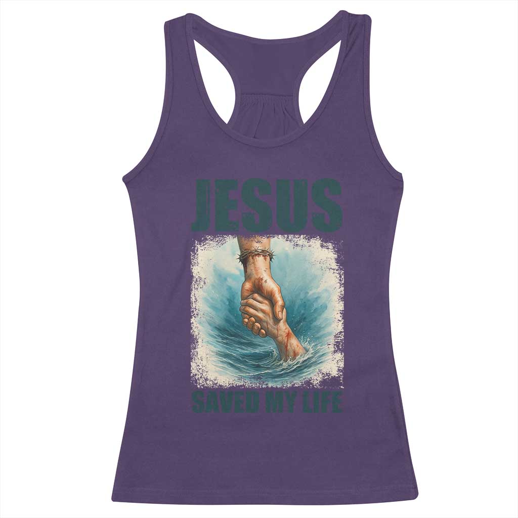 Jesus Saved My Life Racerback Tank Top Christian Bible Verse TS14 Purple Print Your Wear