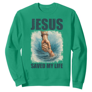 Jesus Saved My Life Sweatshirt Christian Bible Verse TS14 Irish Green Print Your Wear