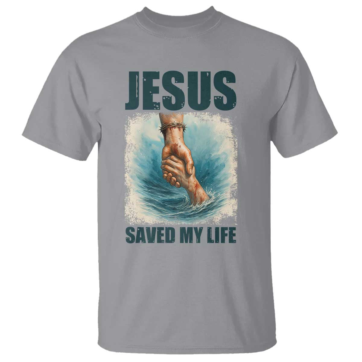 Jesus Saved My Life T Shirt Christian Bible Verse TS14 Sport Gray Print Your Wear