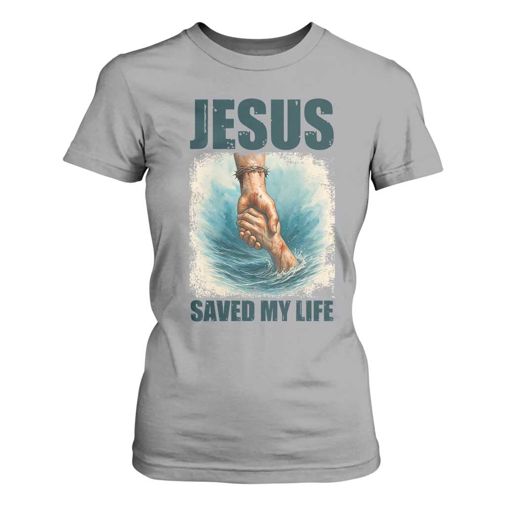 Jesus Saved My Life T Shirt For Women Christian Bible Verse TS14 Sport Gray Print Your Wear