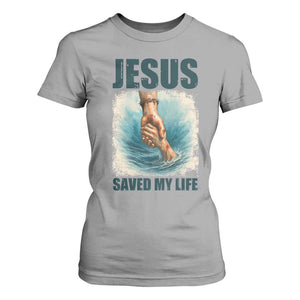 Jesus Saved My Life T Shirt For Women Christian Bible Verse TS14 Sport Gray Print Your Wear