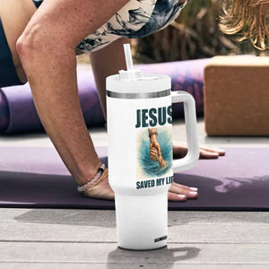 Jesus Saved My Life Tumbler With Handle Christian Bible Verse TS14 Print Your Wear