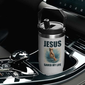 Jesus Saved My Life Flip Straw Tumbler Christian Bible Verse TS14 Print Your Wear