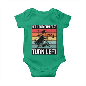 Hit Hard Run Fast Turn Left Baby Onesie Funny Jesus Baseball Player TS14 Irish Green Print Your Wear