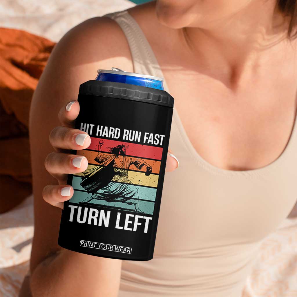 Hit Hard Run Fast Turn Left 4 in 1 Can Cooler Tumbler Funny Jesus Baseball Player TS14 Print Your Wear