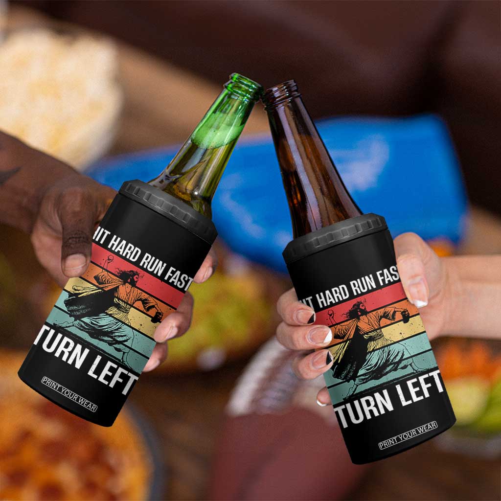 Hit Hard Run Fast Turn Left 4 in 1 Can Cooler Tumbler Funny Jesus Baseball Player TS14 Print Your Wear