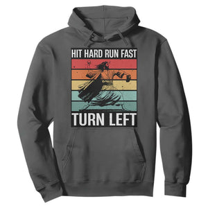 Hit Hard Run Fast Turn Left Hoodie Funny Jesus Baseball Player TS14 Dark Heather Print Your Wear