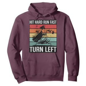 Hit Hard Run Fast Turn Left Hoodie Funny Jesus Baseball Player TS14 Maroon Print Your Wear