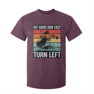 Hit Hard Run Fast Turn Left T Shirt For Kid Funny Jesus Baseball Player TS14 Maroon Print Your Wear