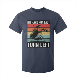 Hit Hard Run Fast Turn Left T Shirt For Kid Funny Jesus Baseball Player TS14 Navy Print Your Wear