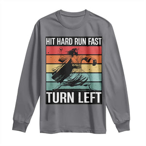 Hit Hard Run Fast Turn Left Long Sleeve Shirt Funny Jesus Baseball Player TS14 Charcoal Print Your Wear