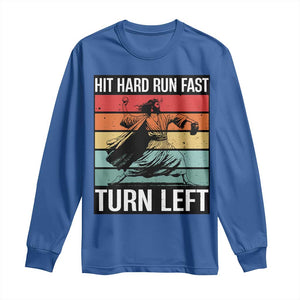 Hit Hard Run Fast Turn Left Long Sleeve Shirt Funny Jesus Baseball Player TS14 Royal Blue Print Your Wear