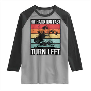 Hit Hard Run Fast Turn Left Raglan Shirt Funny Jesus Baseball Player TS14 Sport Gray Black Print Your Wear