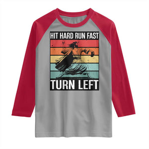 Hit Hard Run Fast Turn Left Raglan Shirt Funny Jesus Baseball Player TS14 Sport Gray Red Print Your Wear