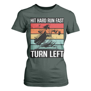 Hit Hard Run Fast Turn Left T Shirt For Women Funny Jesus Baseball Player TS14 Dark Forest Green Print Your Wear