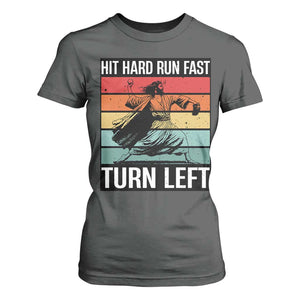 Hit Hard Run Fast Turn Left T Shirt For Women Funny Jesus Baseball Player TS14 Dark Heather Print Your Wear