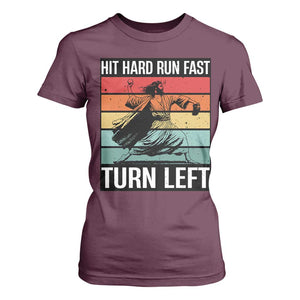 Hit Hard Run Fast Turn Left T Shirt For Women Funny Jesus Baseball Player TS14 Maroon Print Your Wear
