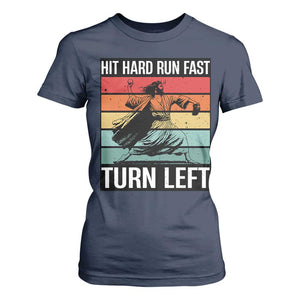 Hit Hard Run Fast Turn Left T Shirt For Women Funny Jesus Baseball Player TS14 Navy Print Your Wear