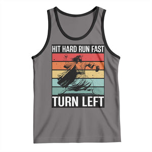 Hit Hard Run Fast Turn Left Tank Top Funny Jesus Baseball Player TS14 Deep Heather Black Print Your Wear