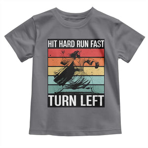 Hit Hard Run Fast Turn Left Toddler T Shirt Funny Jesus Baseball Player TS14 Charcoal Print Your Wear