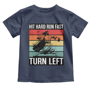 Hit Hard Run Fast Turn Left Toddler T Shirt Funny Jesus Baseball Player TS14 Navy Print Your Wear