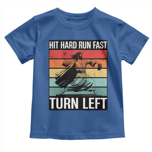 Hit Hard Run Fast Turn Left Toddler T Shirt Funny Jesus Baseball Player TS14 Royal Blue Print Your Wear