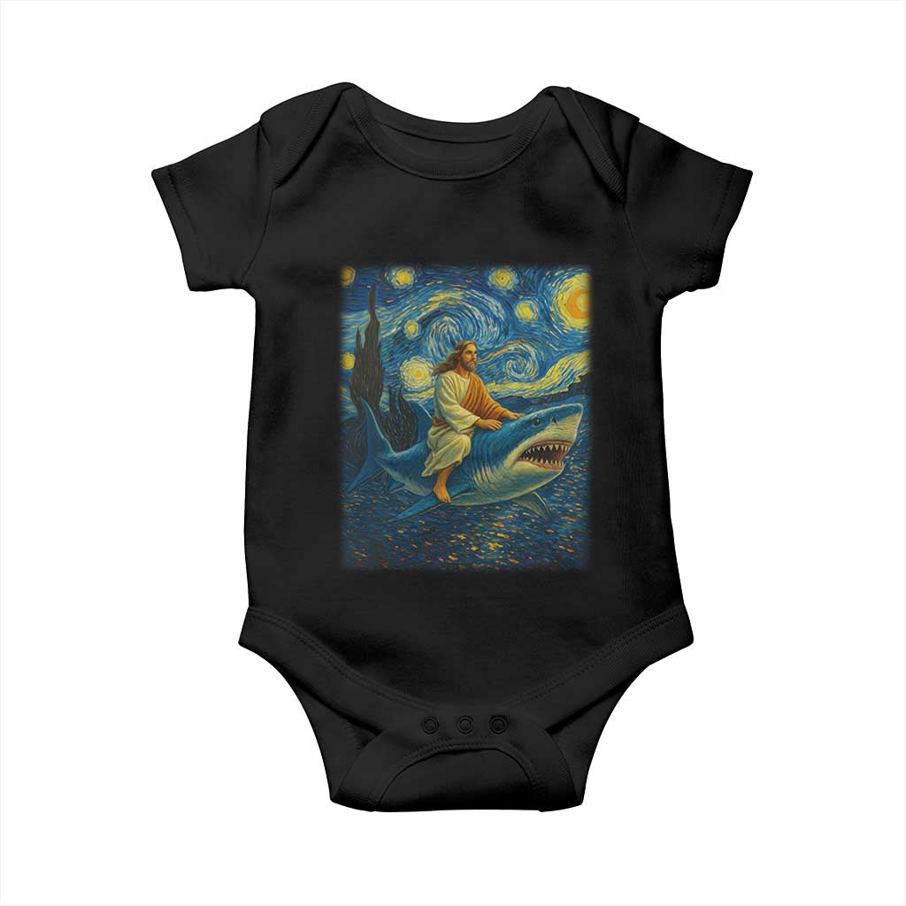 Jesus Shark Stary Night Baby Onesie Artist Van Gogh Christian TS14 Black Print Your Wear