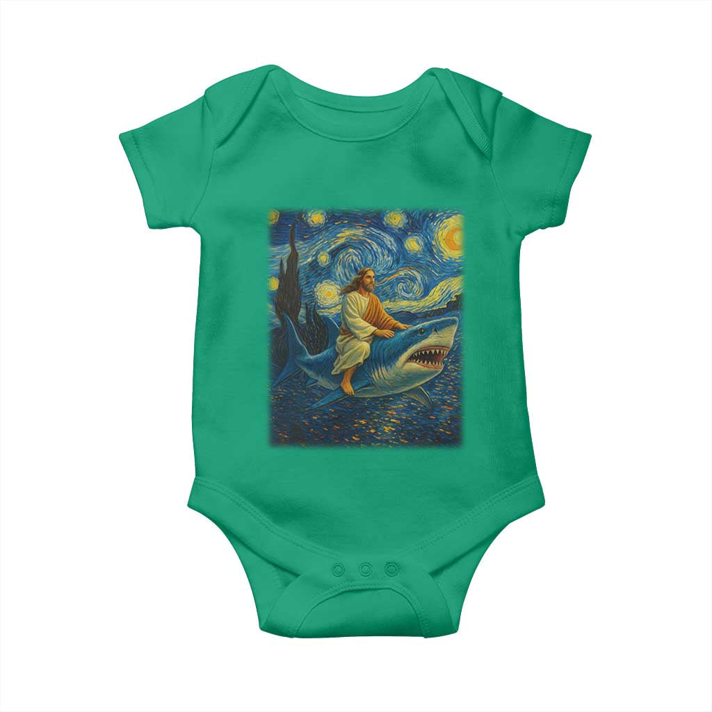 Jesus Shark Stary Night Baby Onesie Artist Van Gogh Christian TS14 Irish Green Print Your Wear