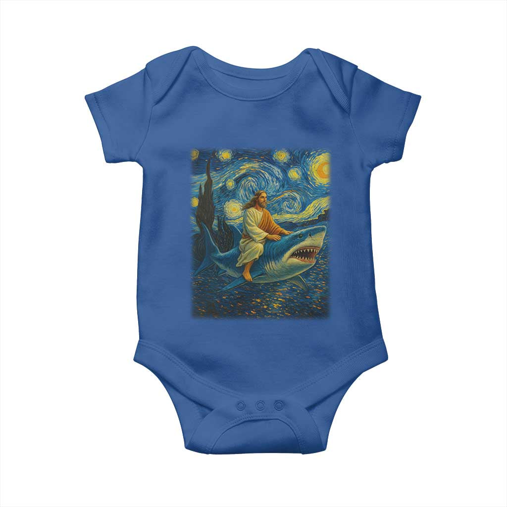 Jesus Shark Stary Night Baby Onesie Artist Van Gogh Christian TS14 Royal Blue Print Your Wear