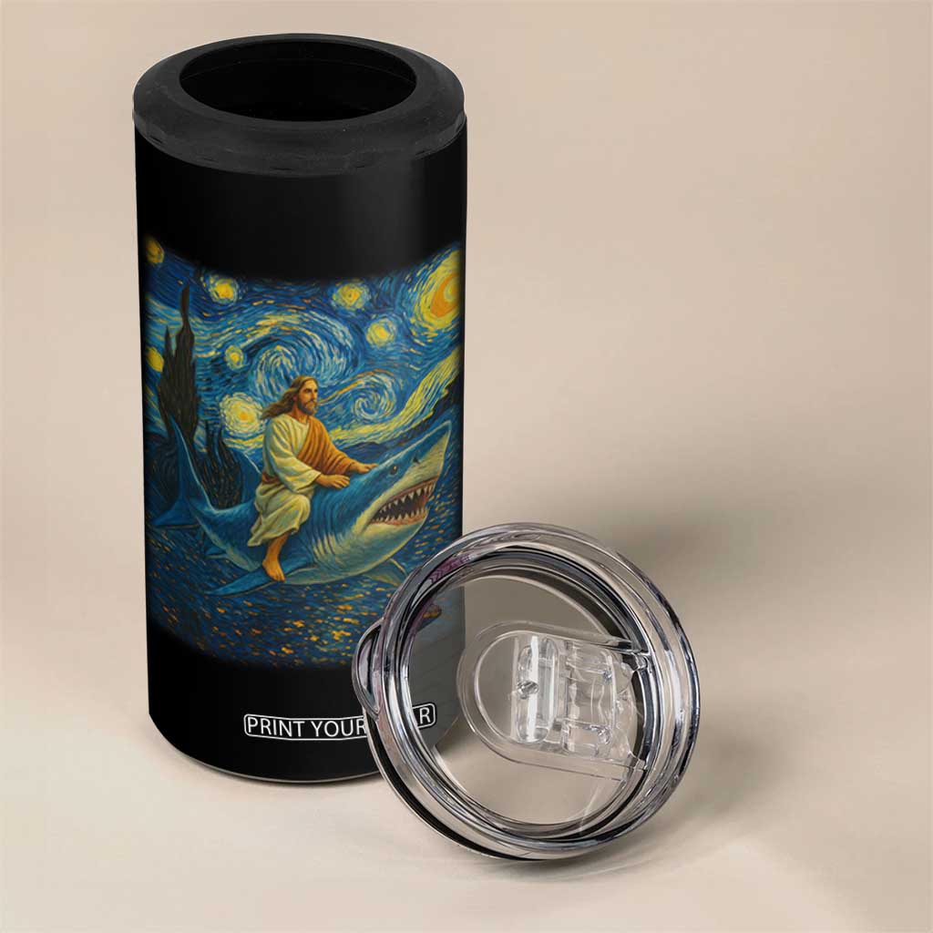 Jesus Shark Stary Night 4 in 1 Can Cooler Tumbler Artist Van Gogh Christian TS14 Print Your Wear