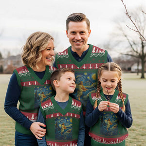 Jesus Shark Stary Night V-Neck Knit Sweater Vest Artist Van Gogh Christian TS14 Red Green Print Your Wear