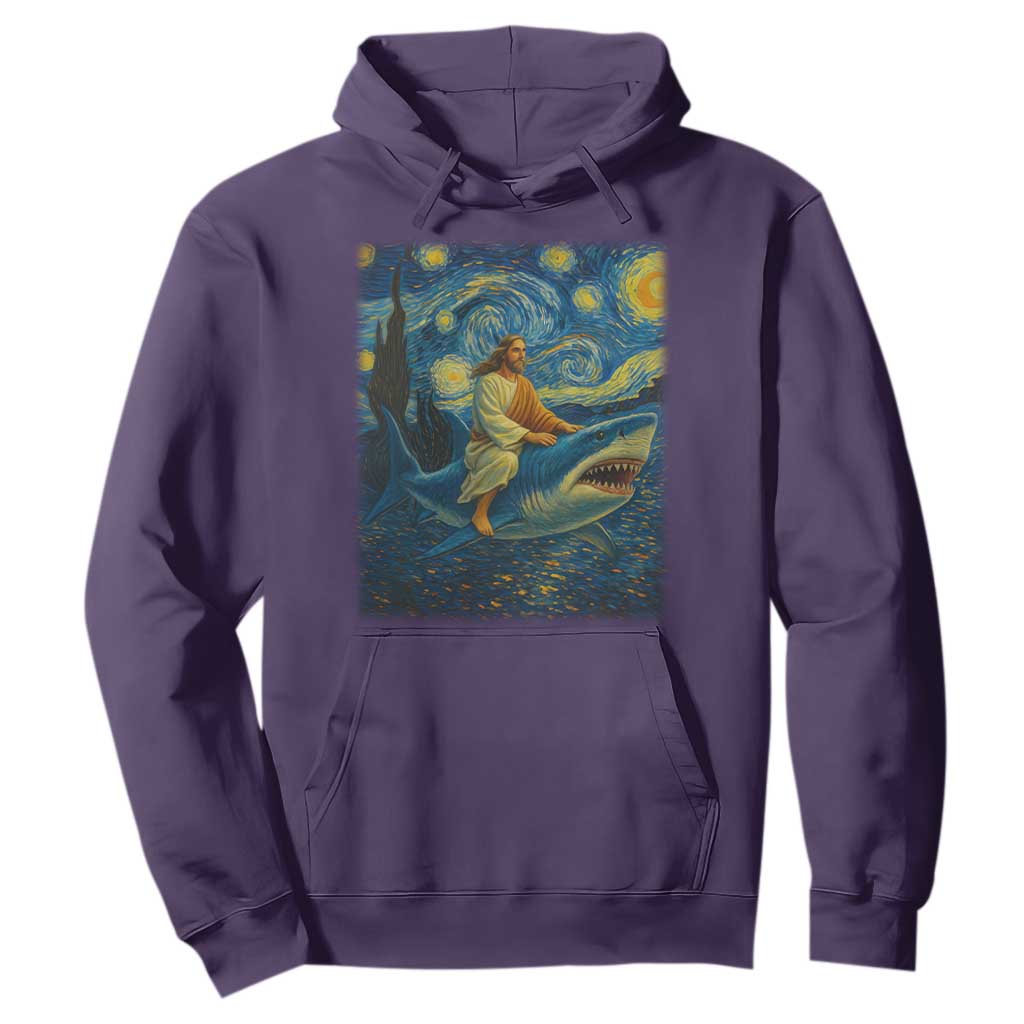 Jesus Shark Stary Night Hoodie Artist Van Gogh Christian TS14 Purple Print Your Wear