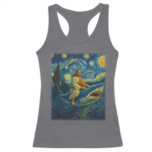 Jesus Shark Stary Night Racerback Tank Top Artist Van Gogh Christian TS14 Charcoal Print Your Wear